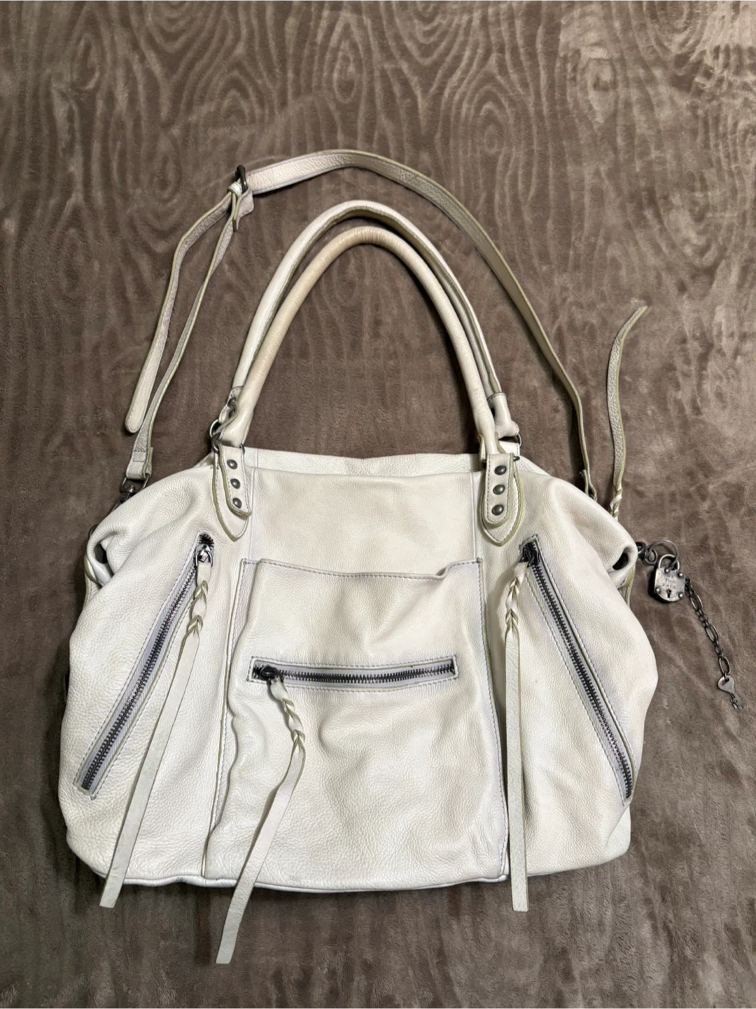 WE THE FREE Cream Leather Satchel Bag