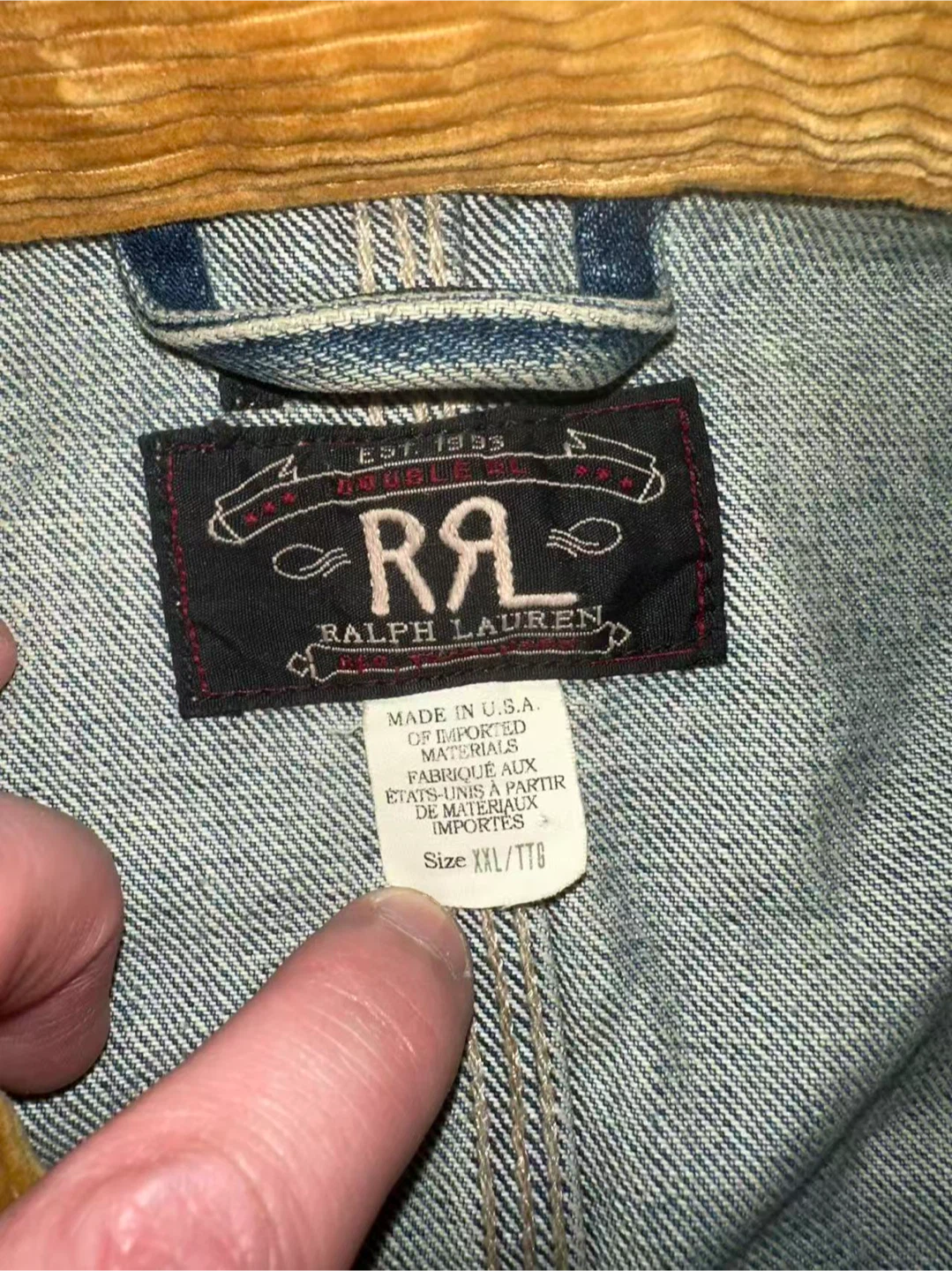 Ralph Lauren RRL Denim Jacket with Corduroy Collar - photo 2