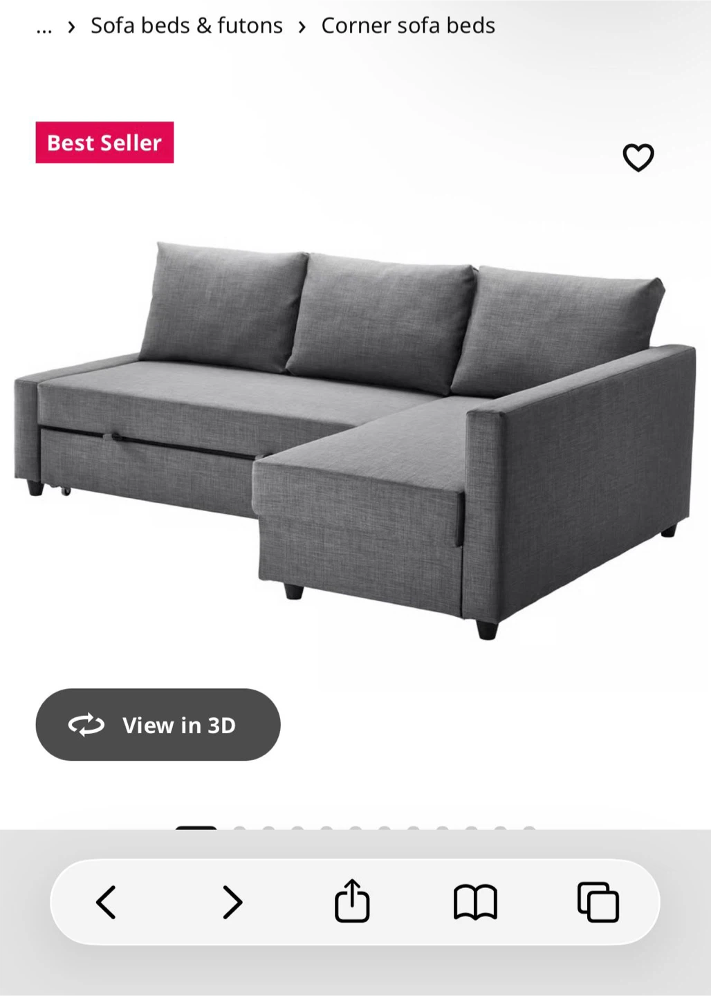 Functional L-Shaped Skiftebo Dark Grey Corner Sofa Bed
