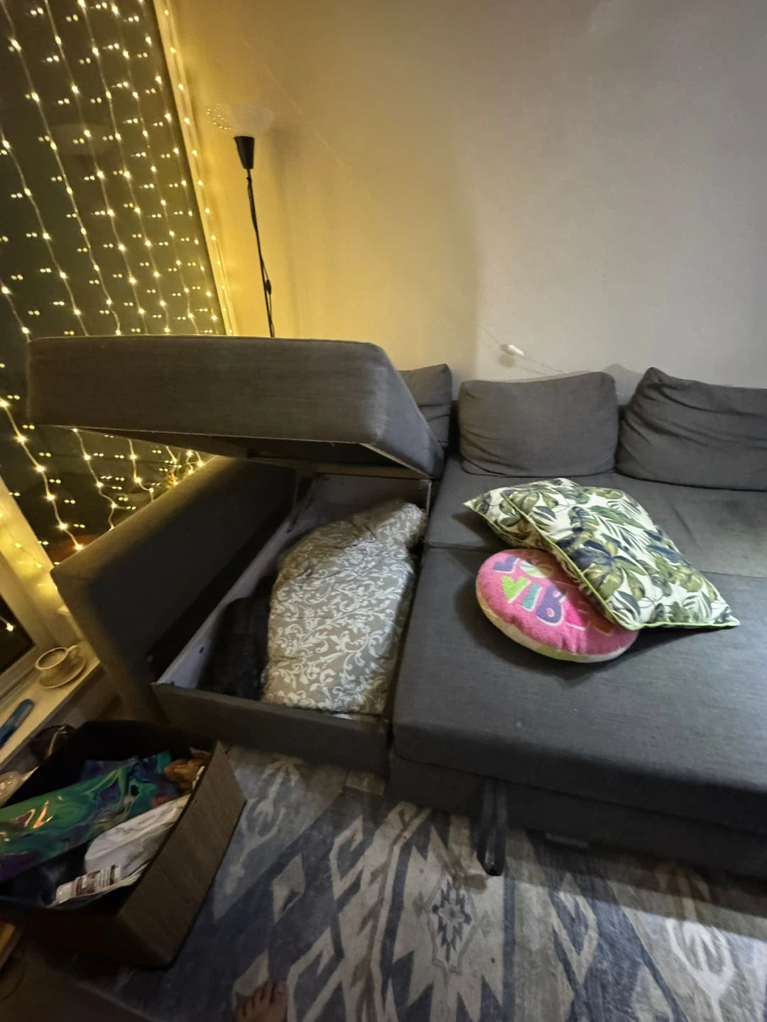 Functional L-Shaped Skiftebo Dark Grey Corner Sofa Bed - photo 5