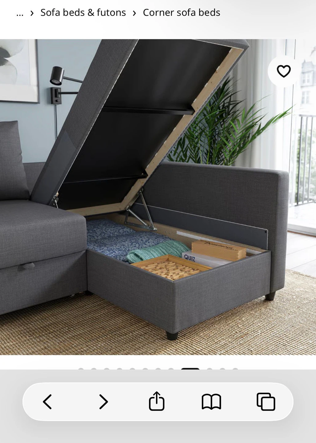 Functional L-Shaped Skiftebo Dark Grey Corner Sofa Bed - photo 4