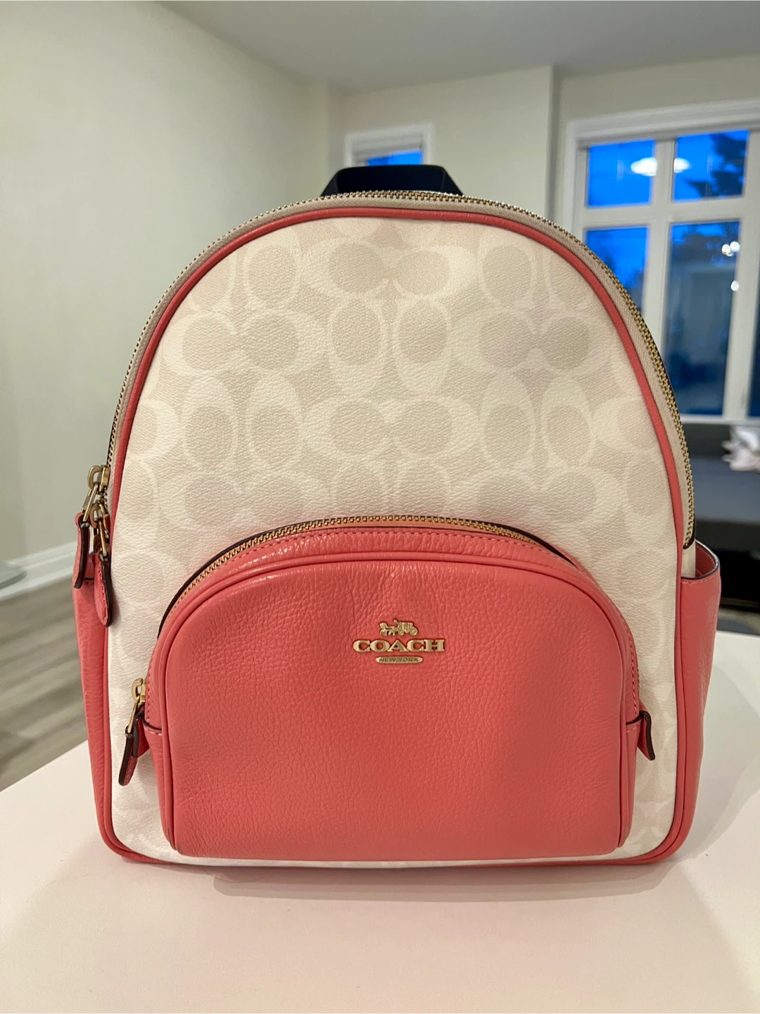 Coach Signature Backpack - Beige/Coral