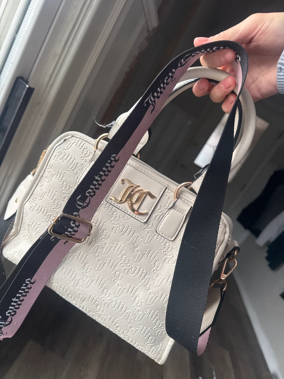 Juicy Couture White Embossed Logo Satchel Handbag