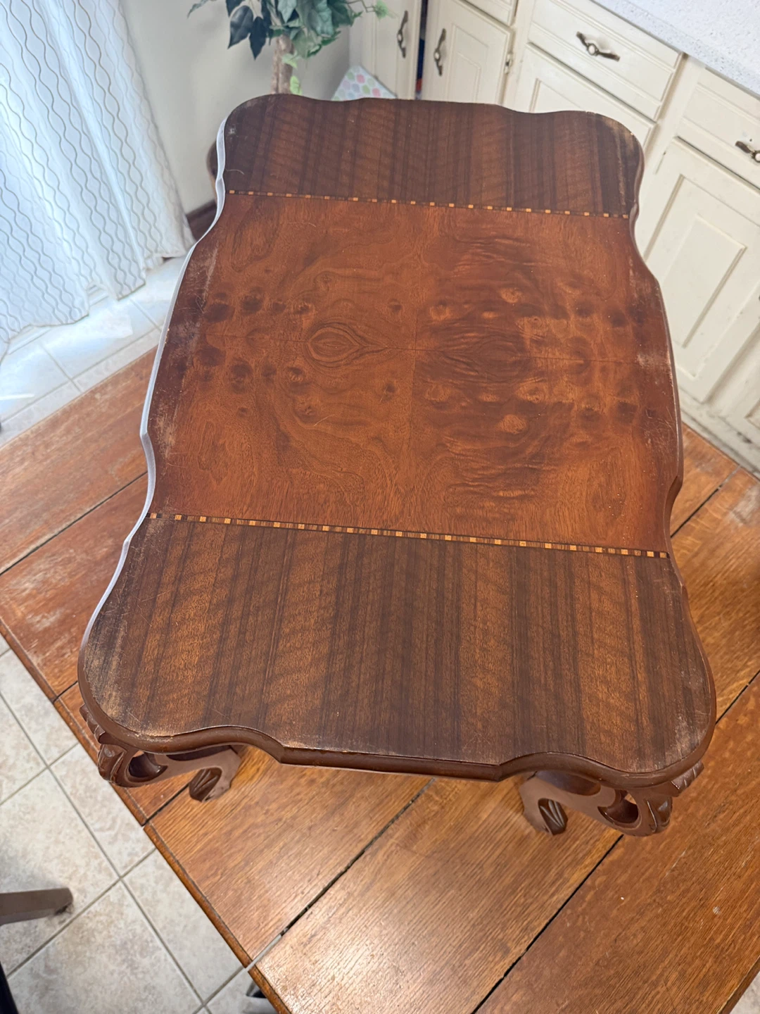Ornate Carved Wood Side Table with Glass Top - photo 5