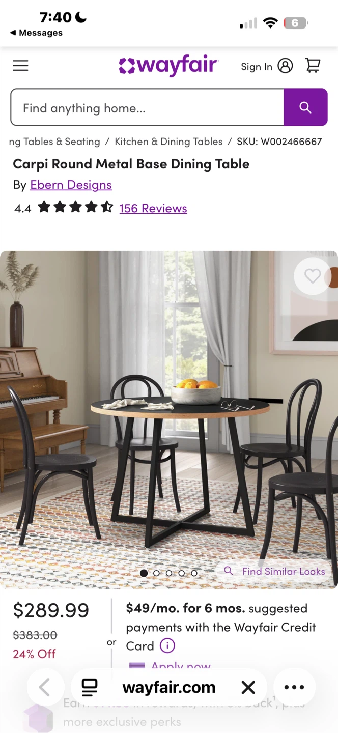Wayfair Carpi Round Metal Base Dining Table