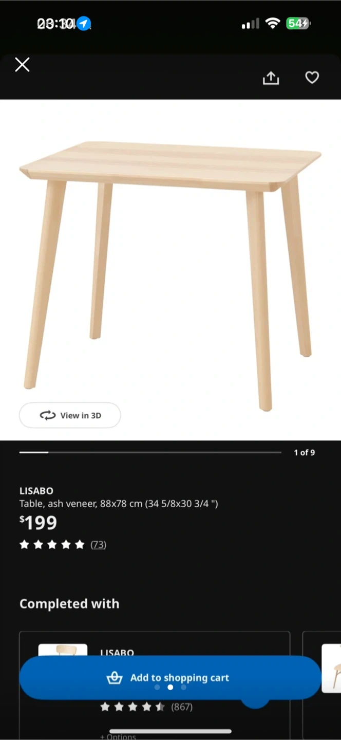 IKEA LISABO Table - Ash Veneer, 88x78 cm - photo 2