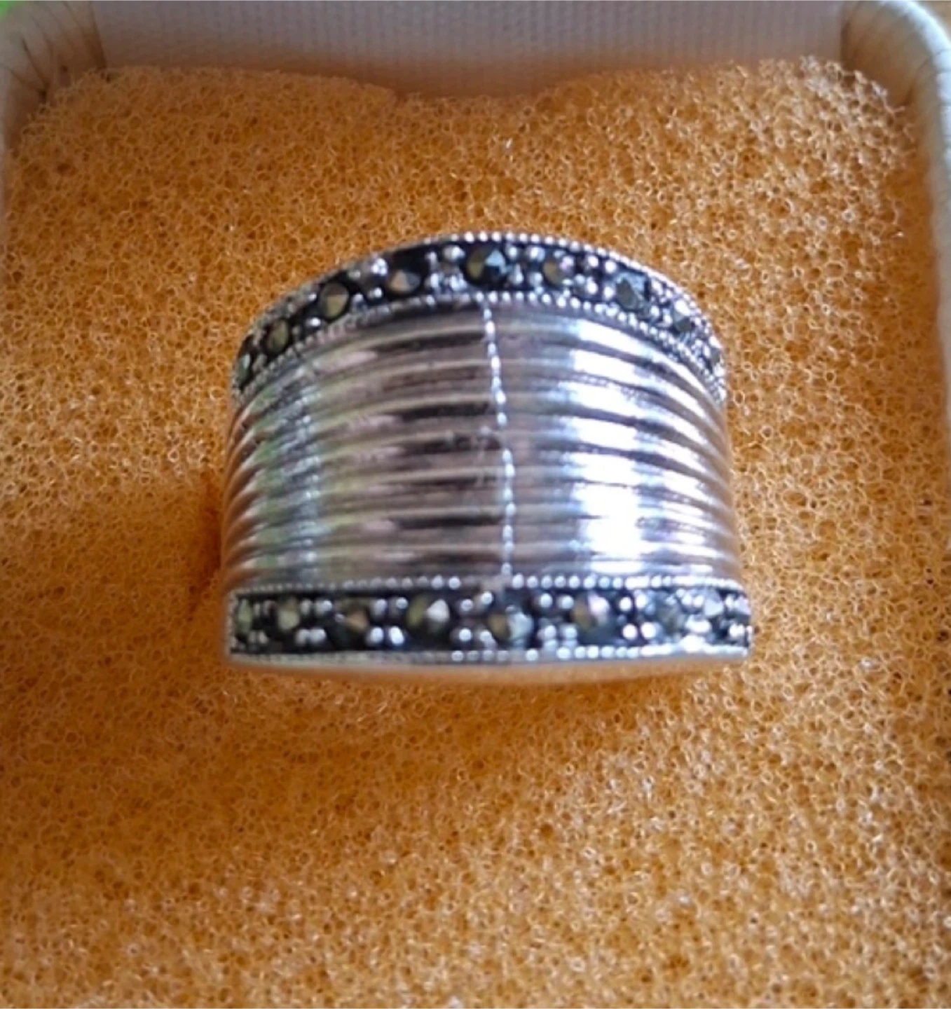 Silver marcasite statement ring (stamped 925) - photo 2