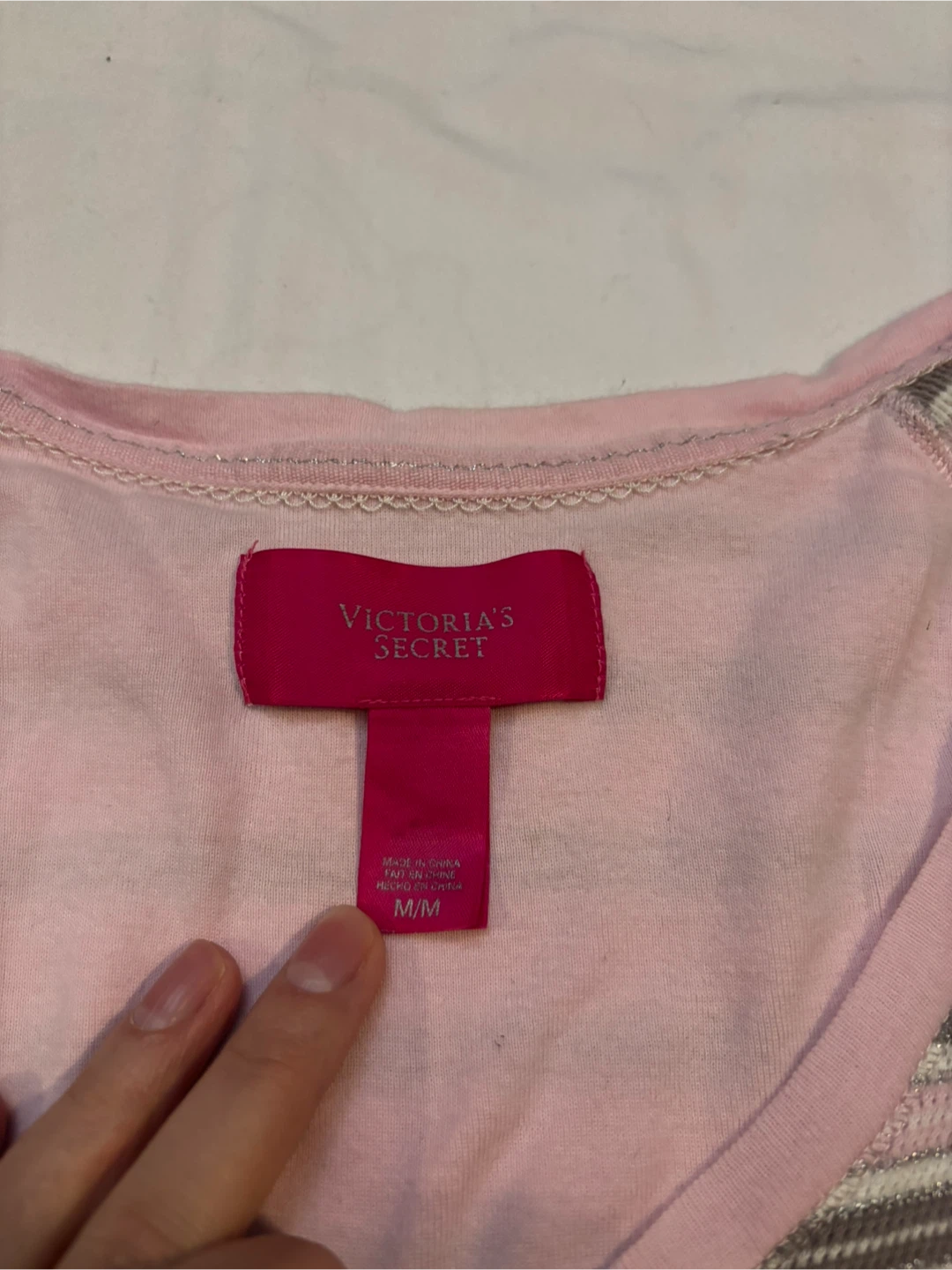 Victoria's Secret Pink and Gray Striped Pajama Romper - photo 2