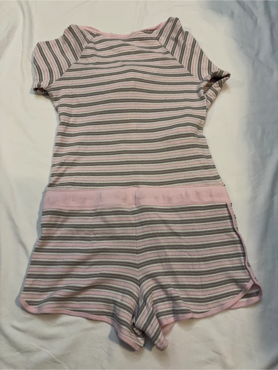 Victoria's Secret Pink and Gray Striped Pajama Romper - photo 4