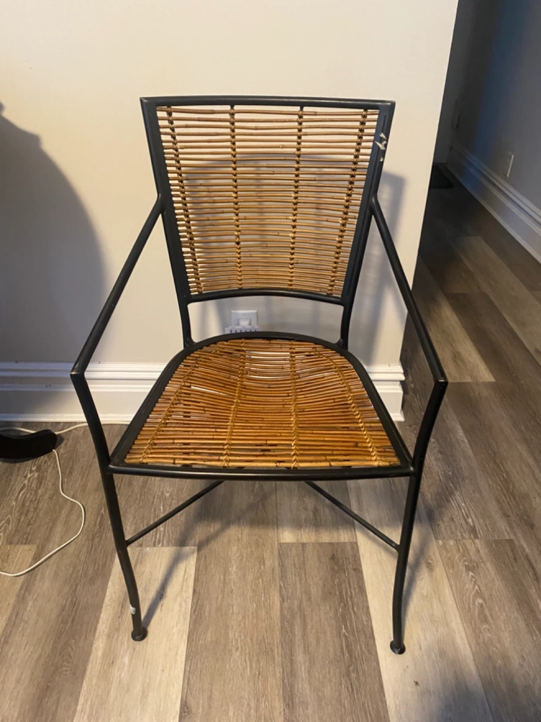 CB2 Woven Rattan and Metal Armchair