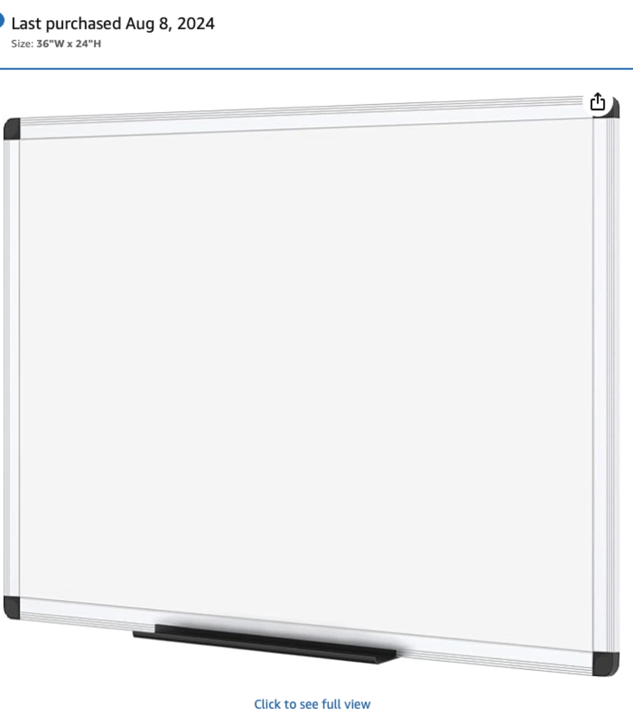 Whiteboard 36"W x 24"H
