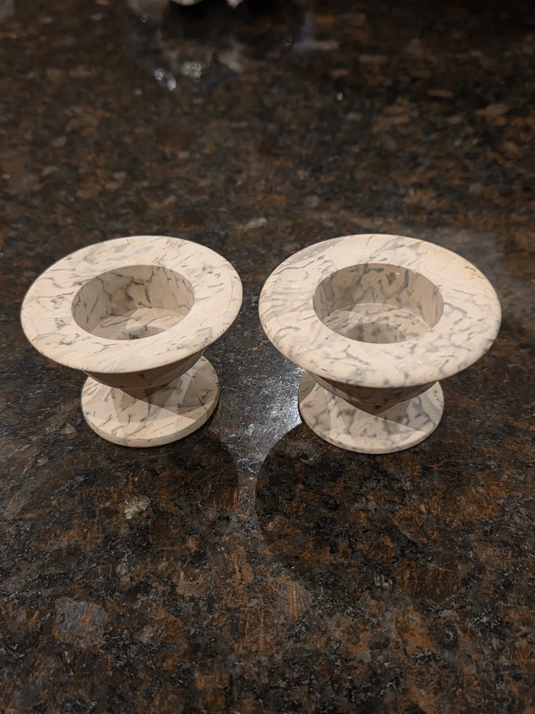 Marble Candle Holders Set of 2