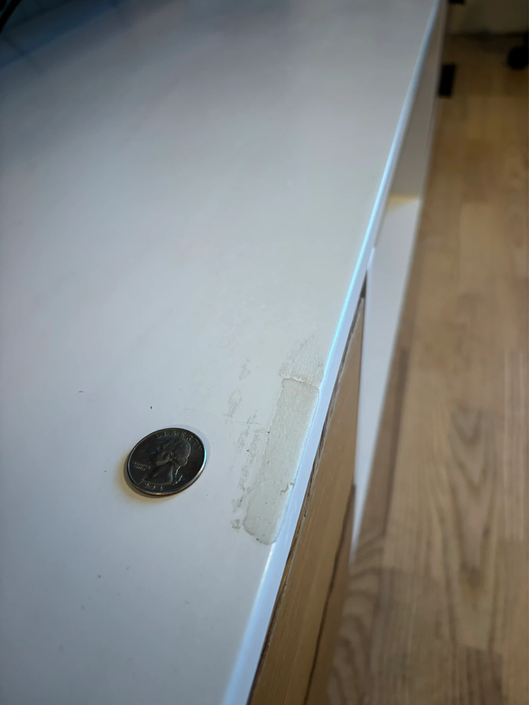 White TV Stand with Wood Drawer Fronts - photo 4
