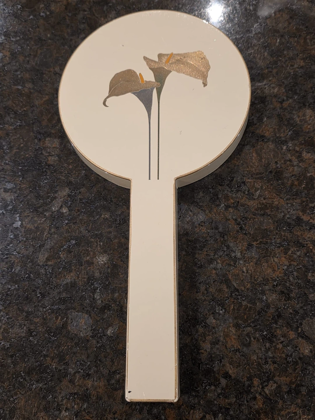 Cream and Gold Floral Hand Mirror - photo 2