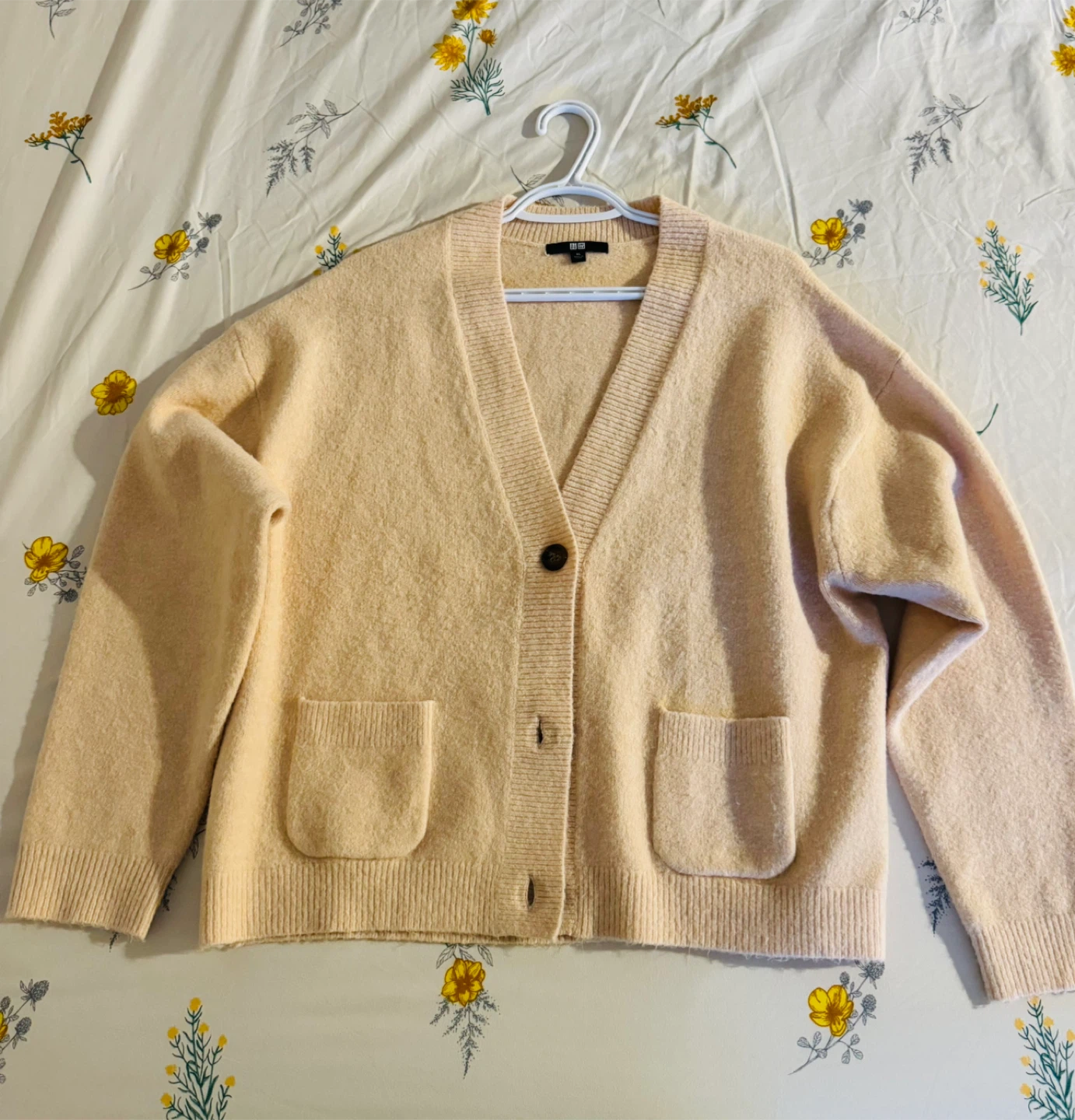 UNIQLO Soufflé Yarn V Neck Short Cardigan - XL Pink - photo 2