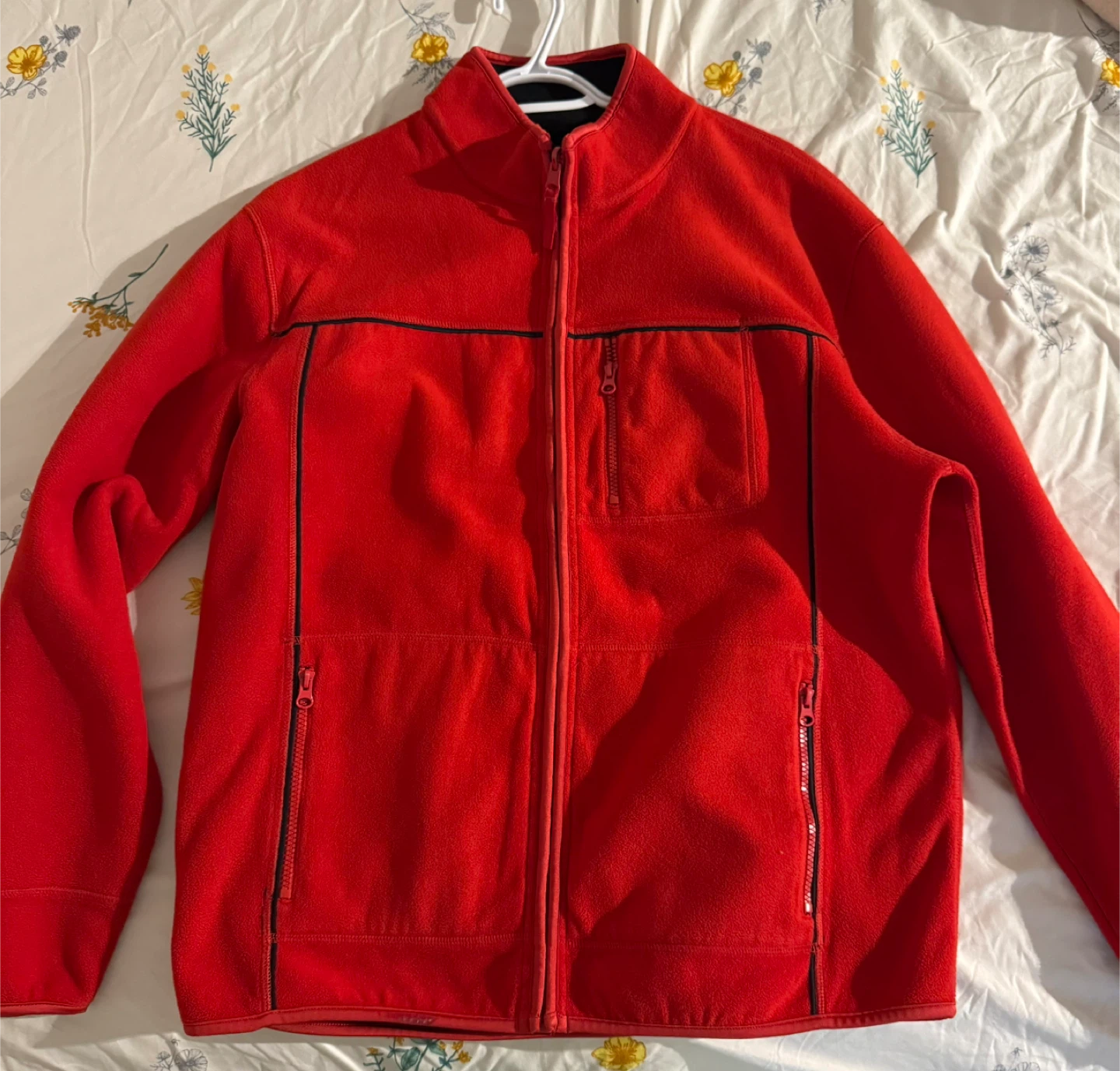 Red Fleece Jacket with Black Trim - Interchangeable