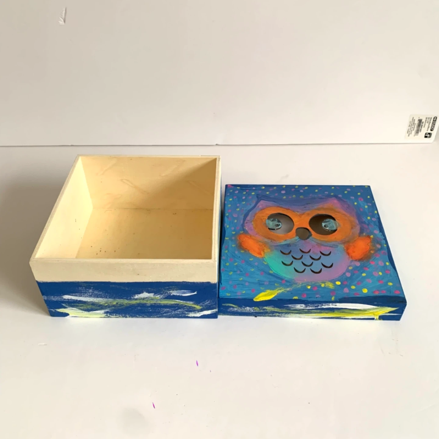 Hand Painted Owl Keepsake Box Wooden Trinket Box Handmade - photo 3