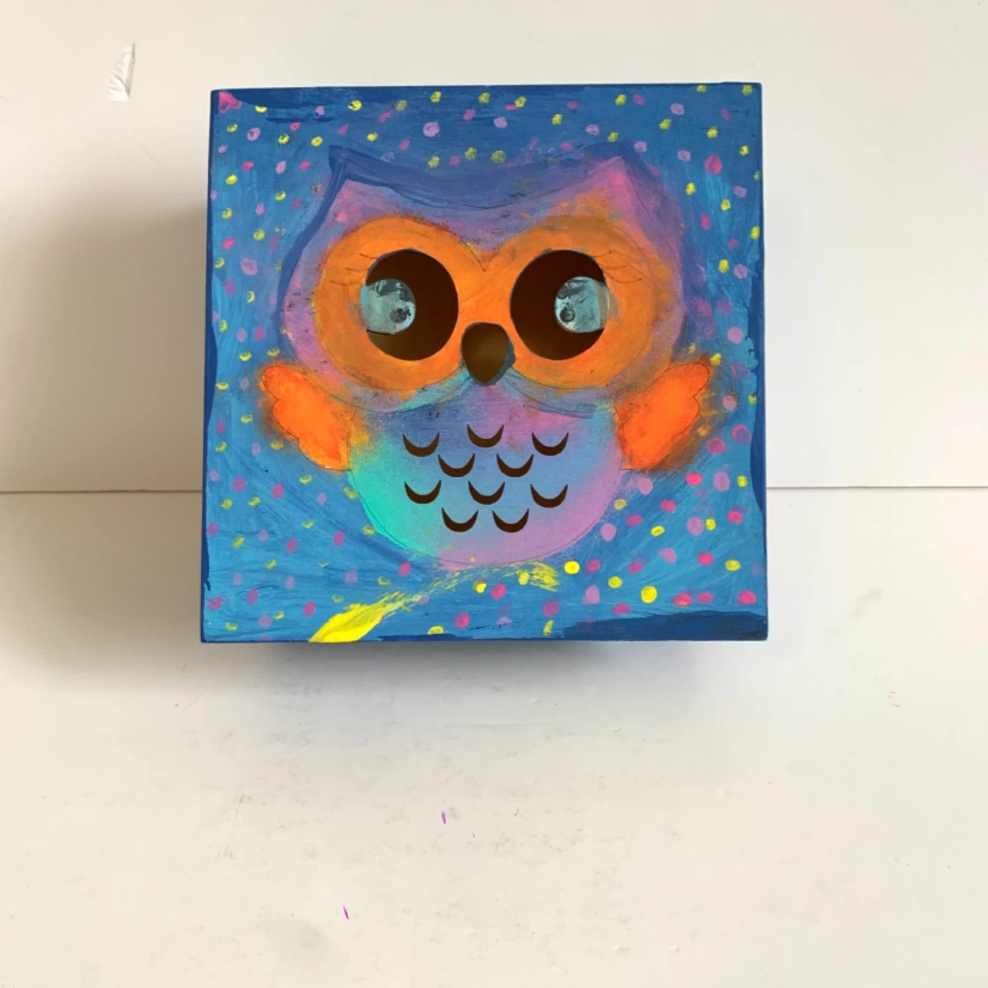 Hand Painted Owl Keepsake Box Wooden Trinket Box Handmade