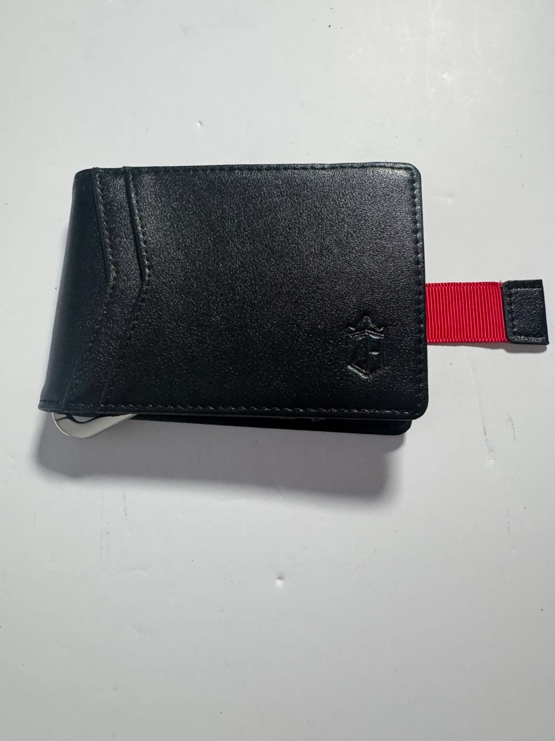 Black Bifold Wallet with Red Pull Tab