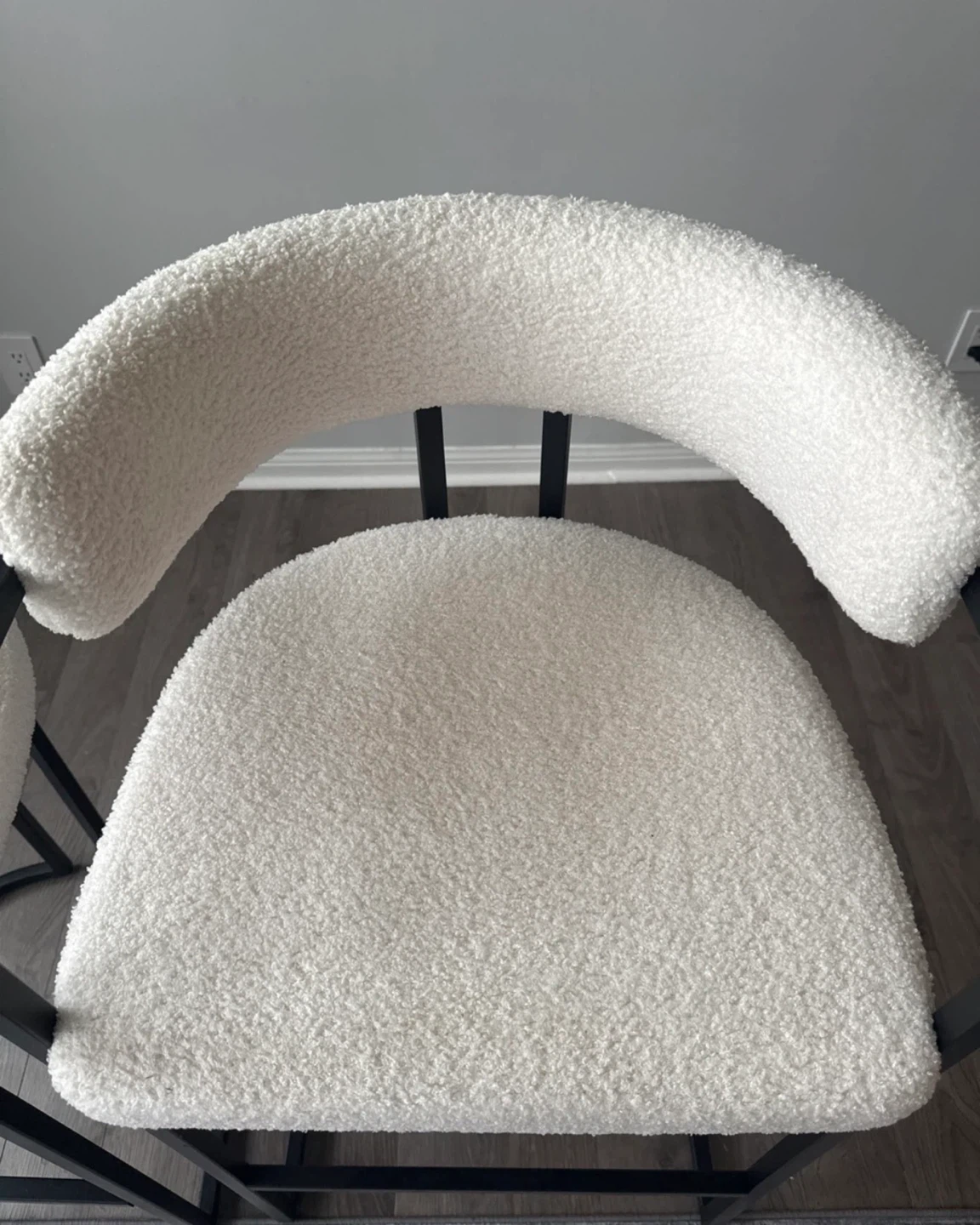 Set of 2 White Boucle Counter Height Bar Stools - photo 2