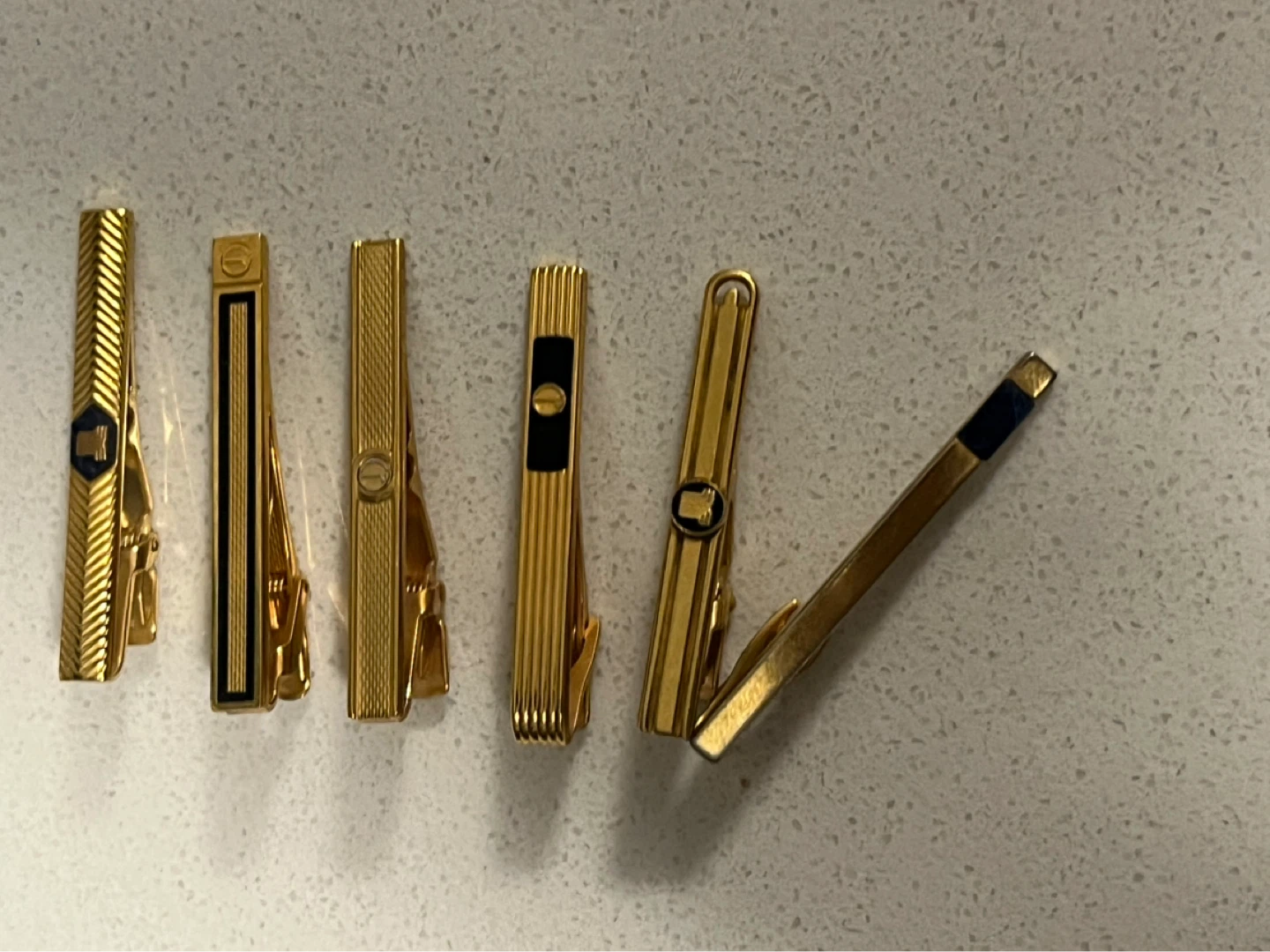 Vintage Gold Tone Tie Clips Lot of 5