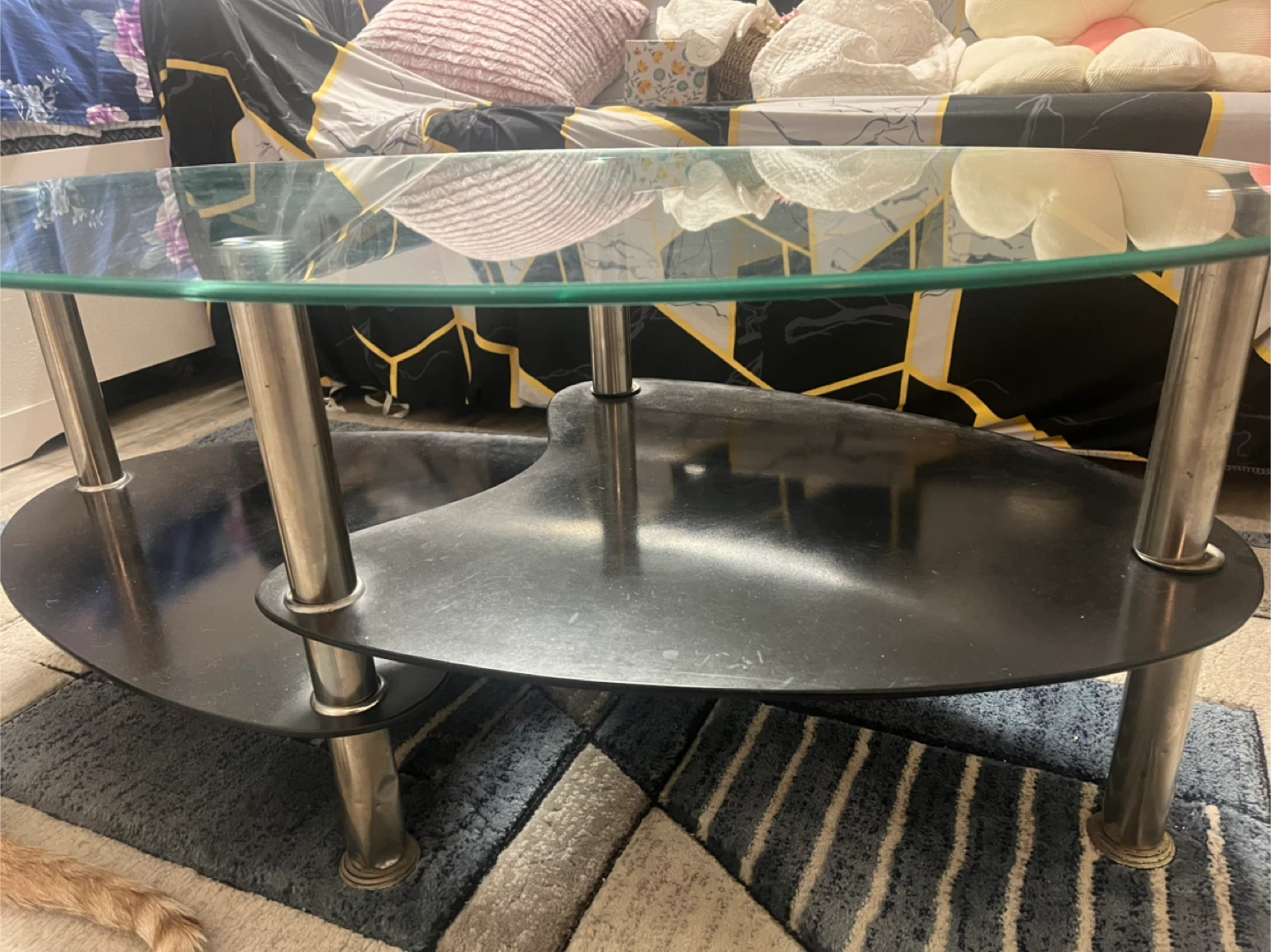 Glass and Black Oval Coffee Table - photo 4