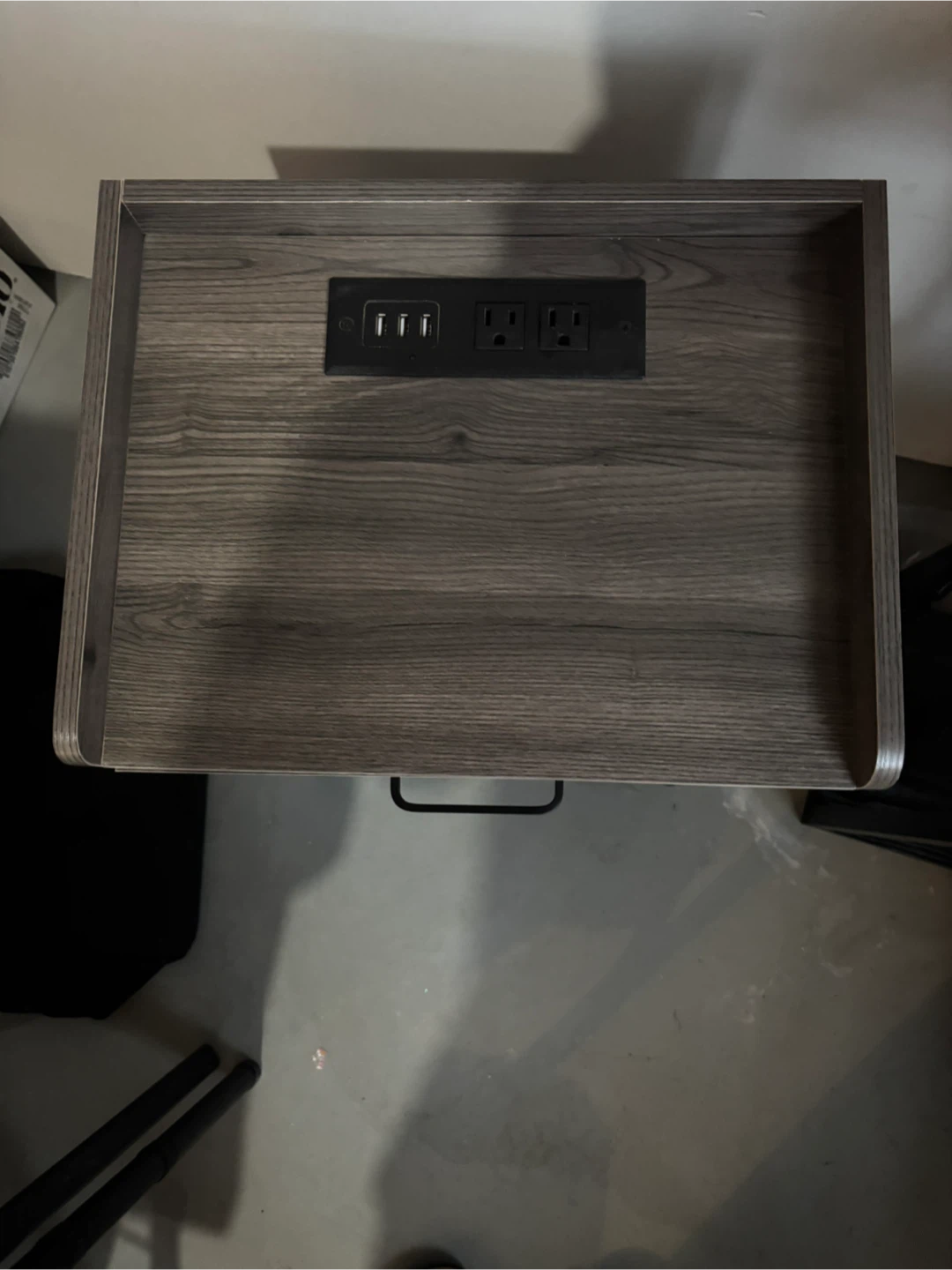 Rustic Brown Wood End Table with Drawer and Charging Station - photo 2