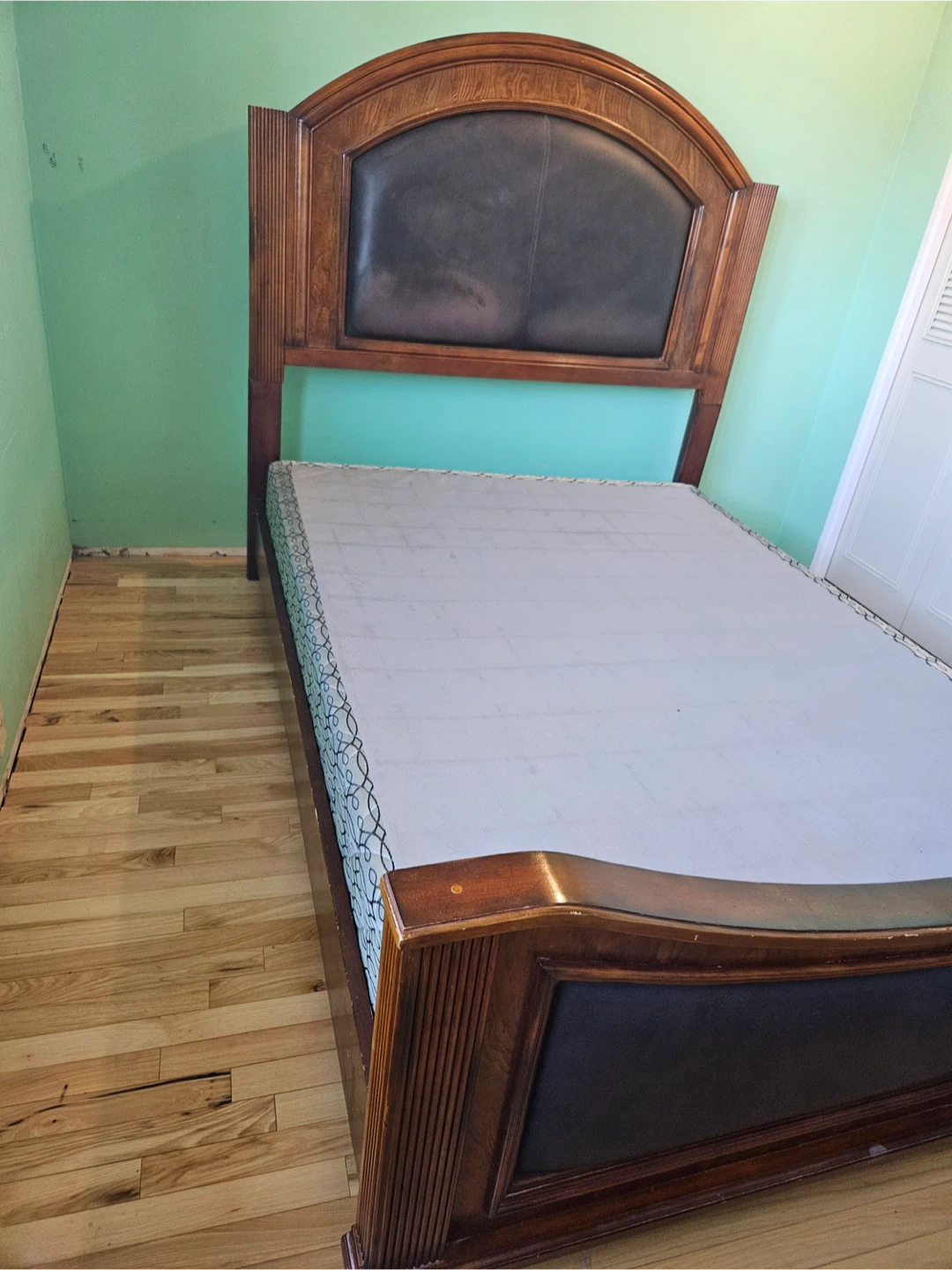 Wooden Bed Frame with Padded Headboard