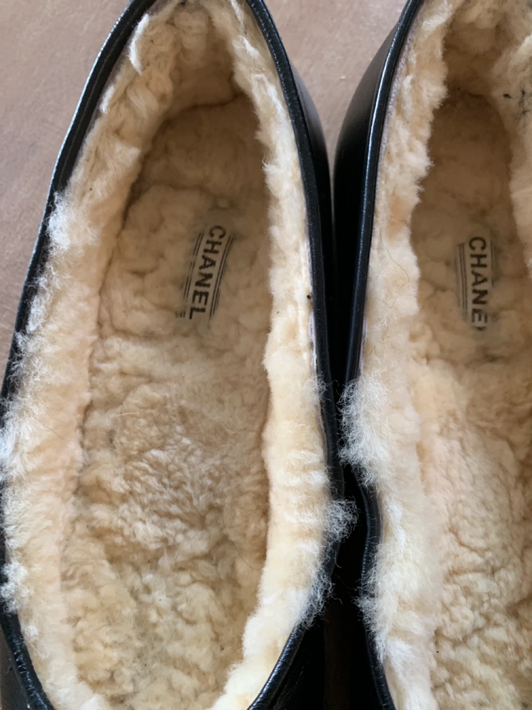 Chanel Black Leather & Gold Cap Toe Ballerina Flats - photo 2