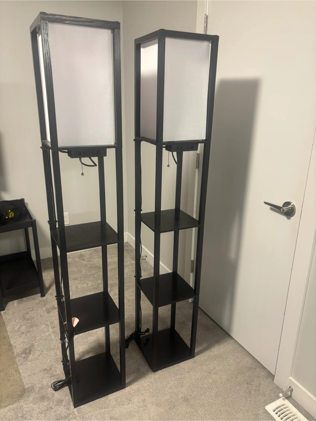 3-Tier Open Shelves Floor Lamp with Built-in Outlets