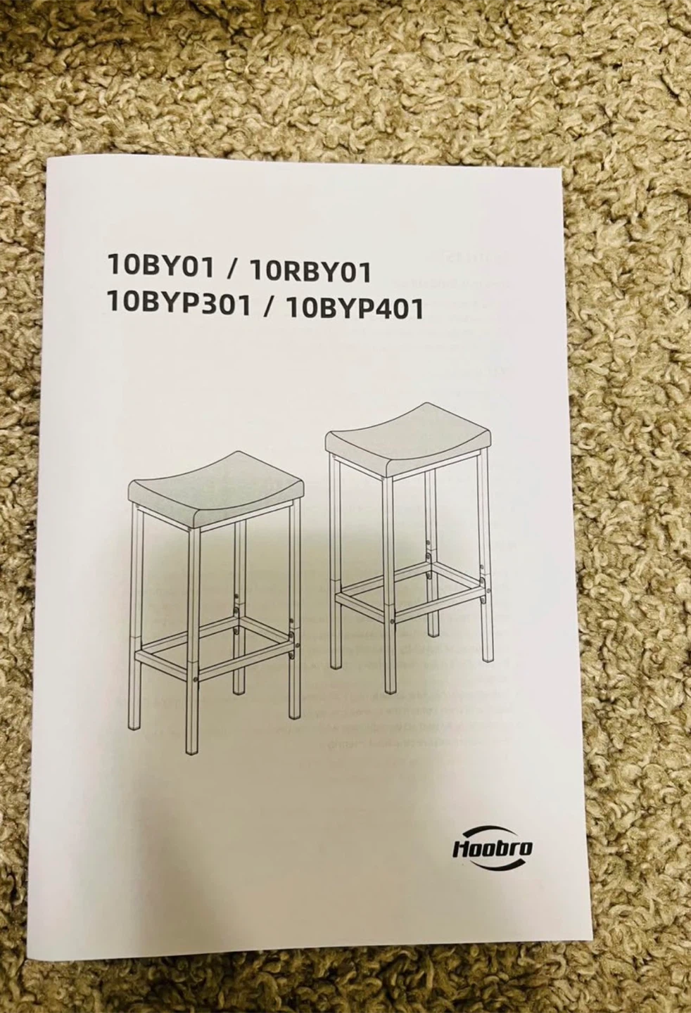 HOOBRO Bar Stools Set of 2 Black - photo 2
