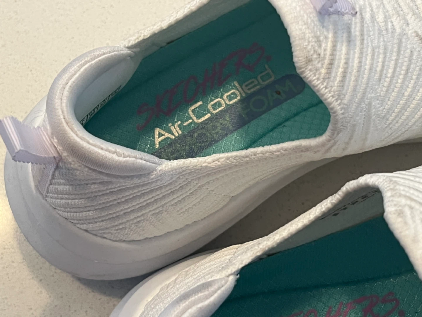 White Skechers Air-Cooled Foam Slip-On Sneakers - photo 3