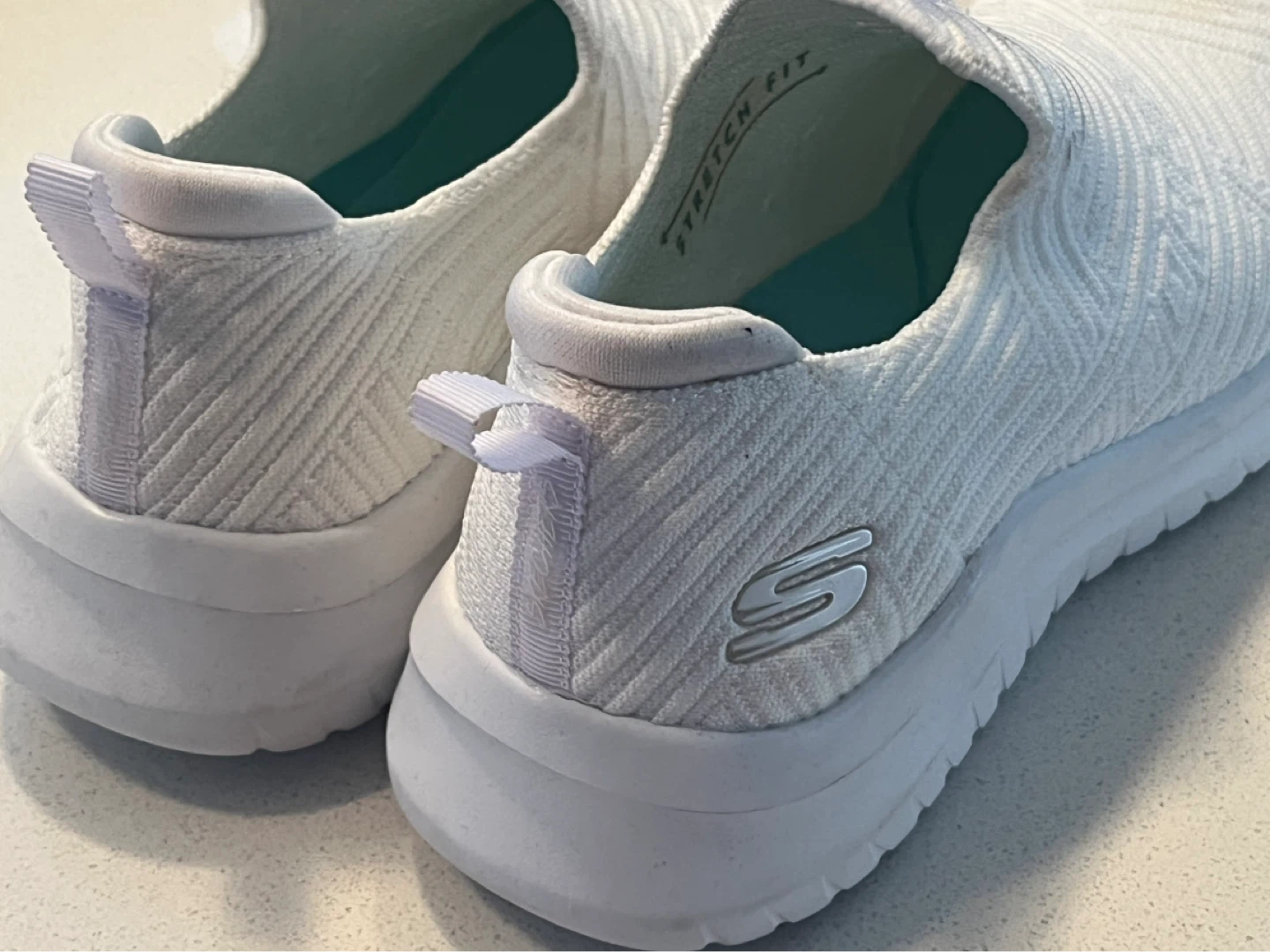 White Skechers Air-Cooled Foam Slip-On Sneakers - photo 5