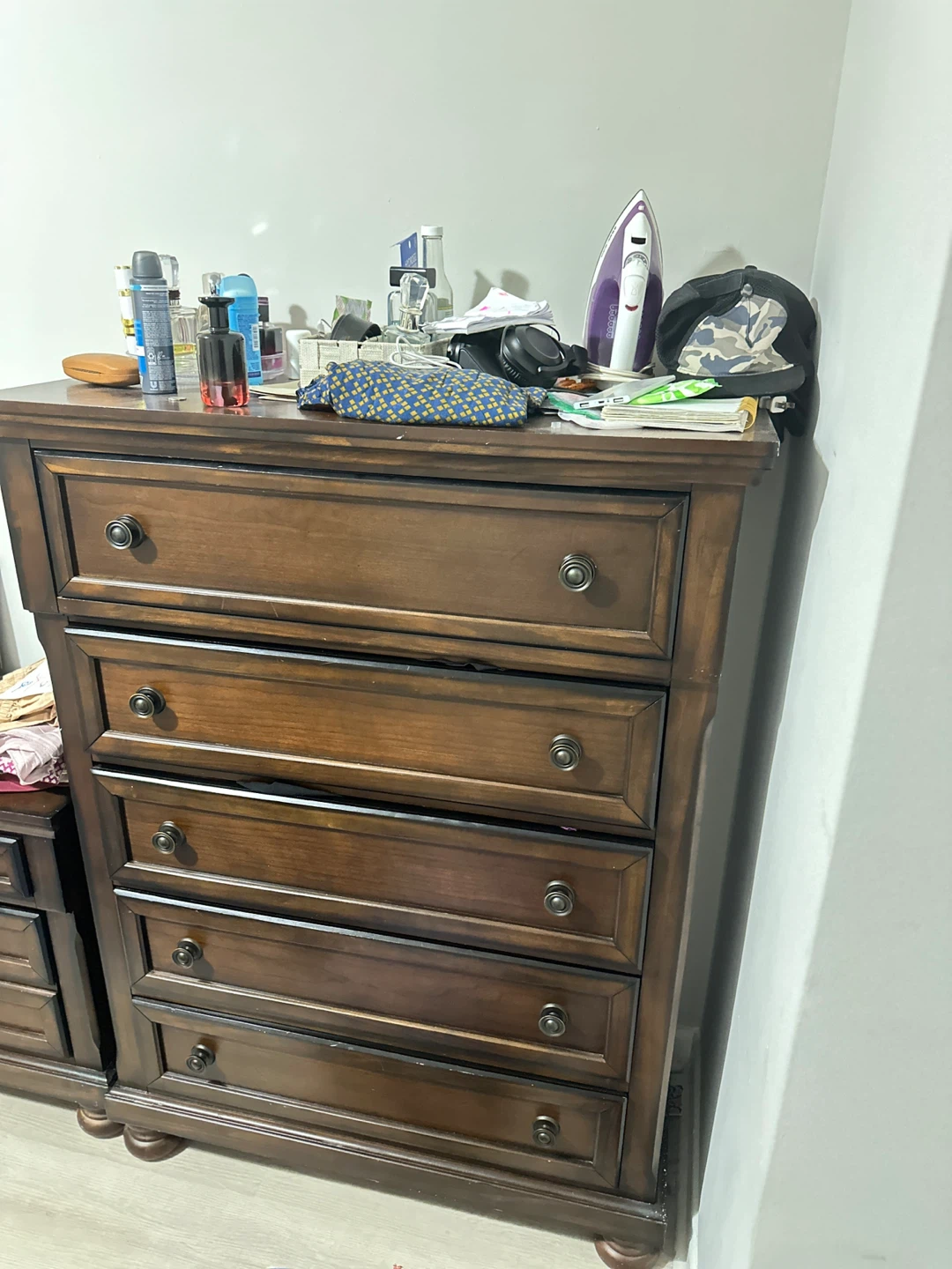 Dark Wood Bedroom Set - Dresser, Mirror & 2 Nightstands - photo 3