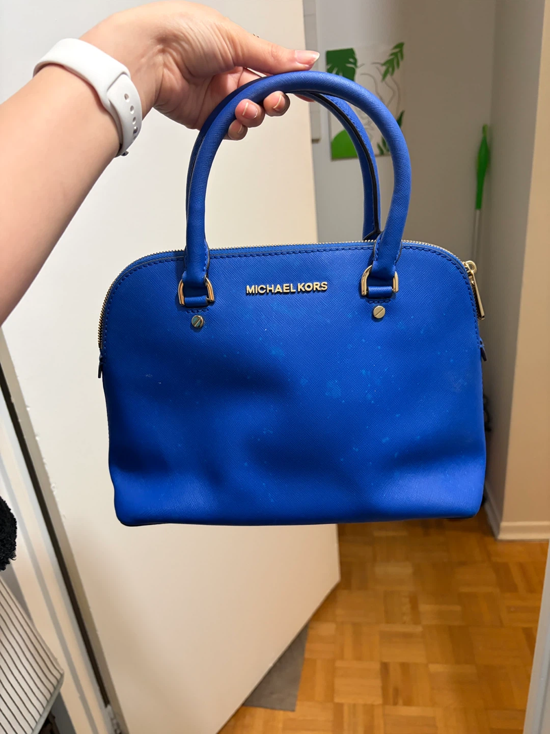 Michael Kors Blue Leather Satchel Handbag
