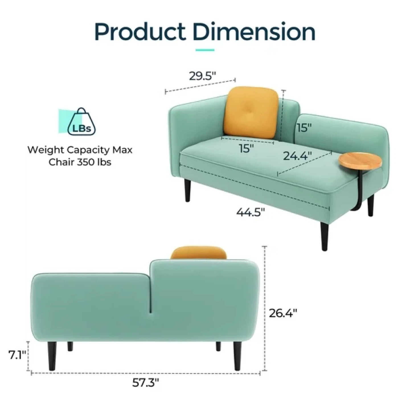 Linsy Home Loveseat Sofa Couch with Removable Side
