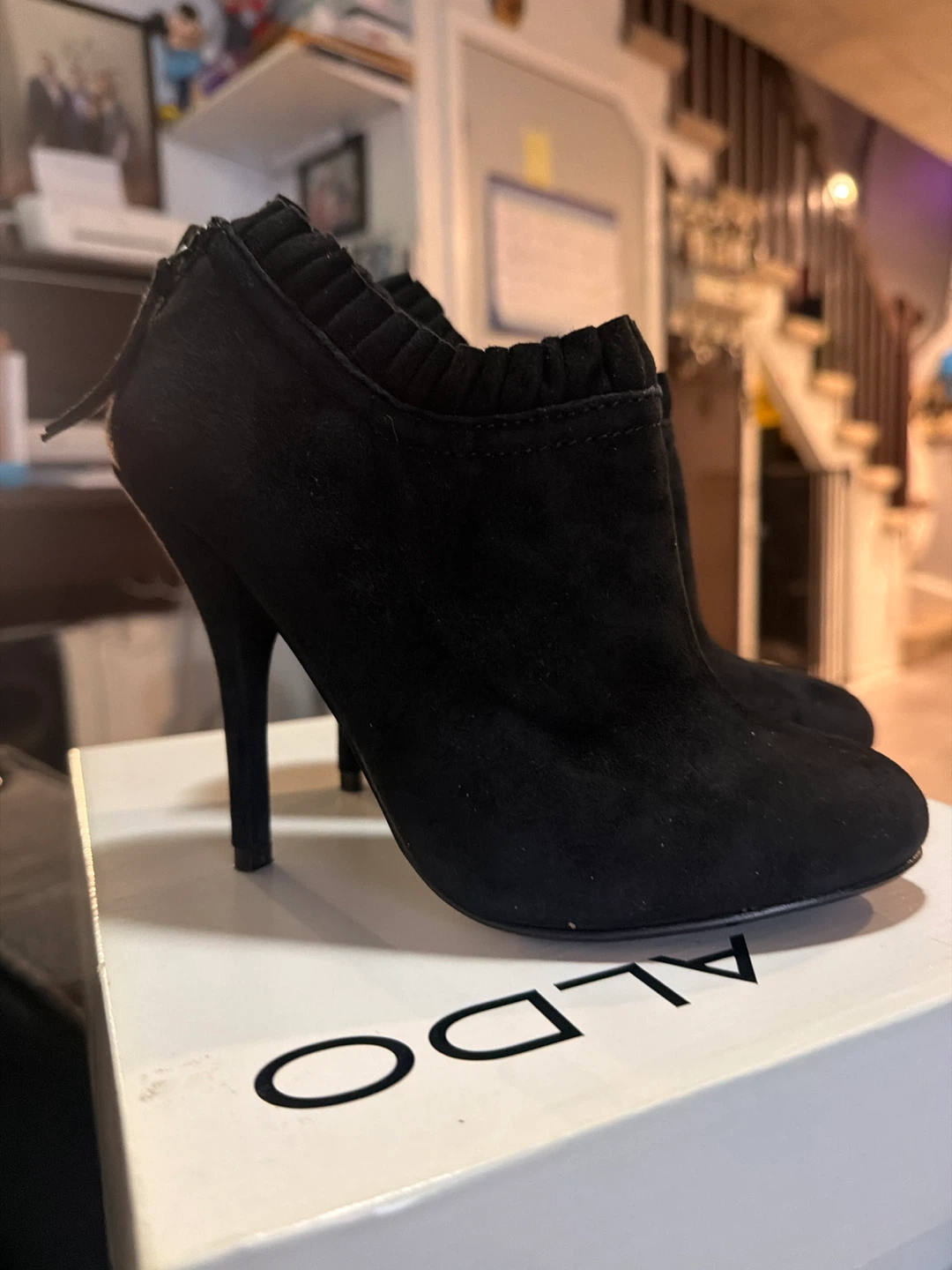 Aldo Black Suede Ankle Boots Size 37