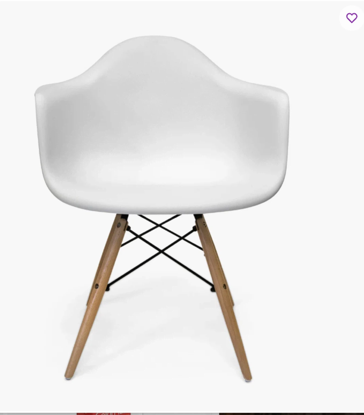 White Armchair with Wood Legs