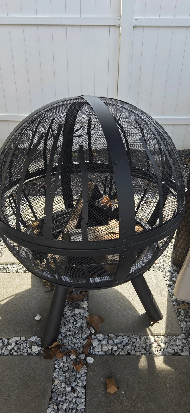 Black Metal Sphere Fire Pit - photo 3