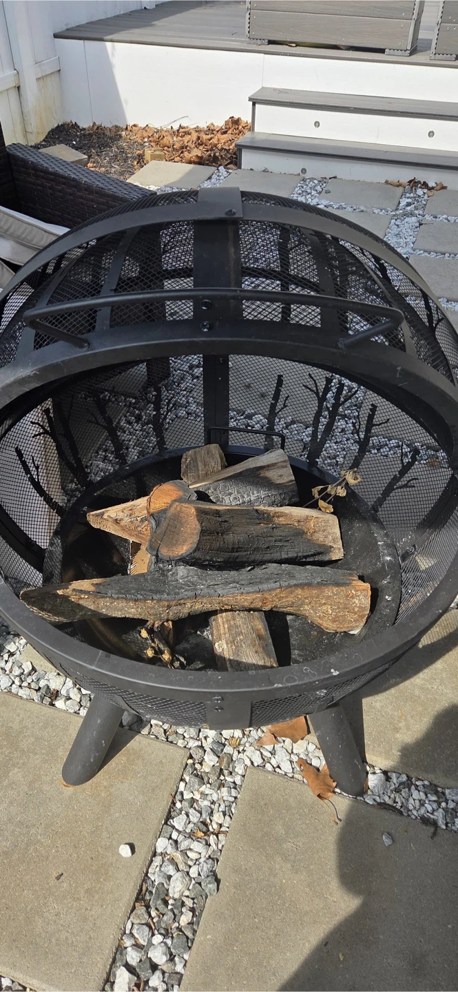 Black Metal Sphere Fire Pit - photo 2