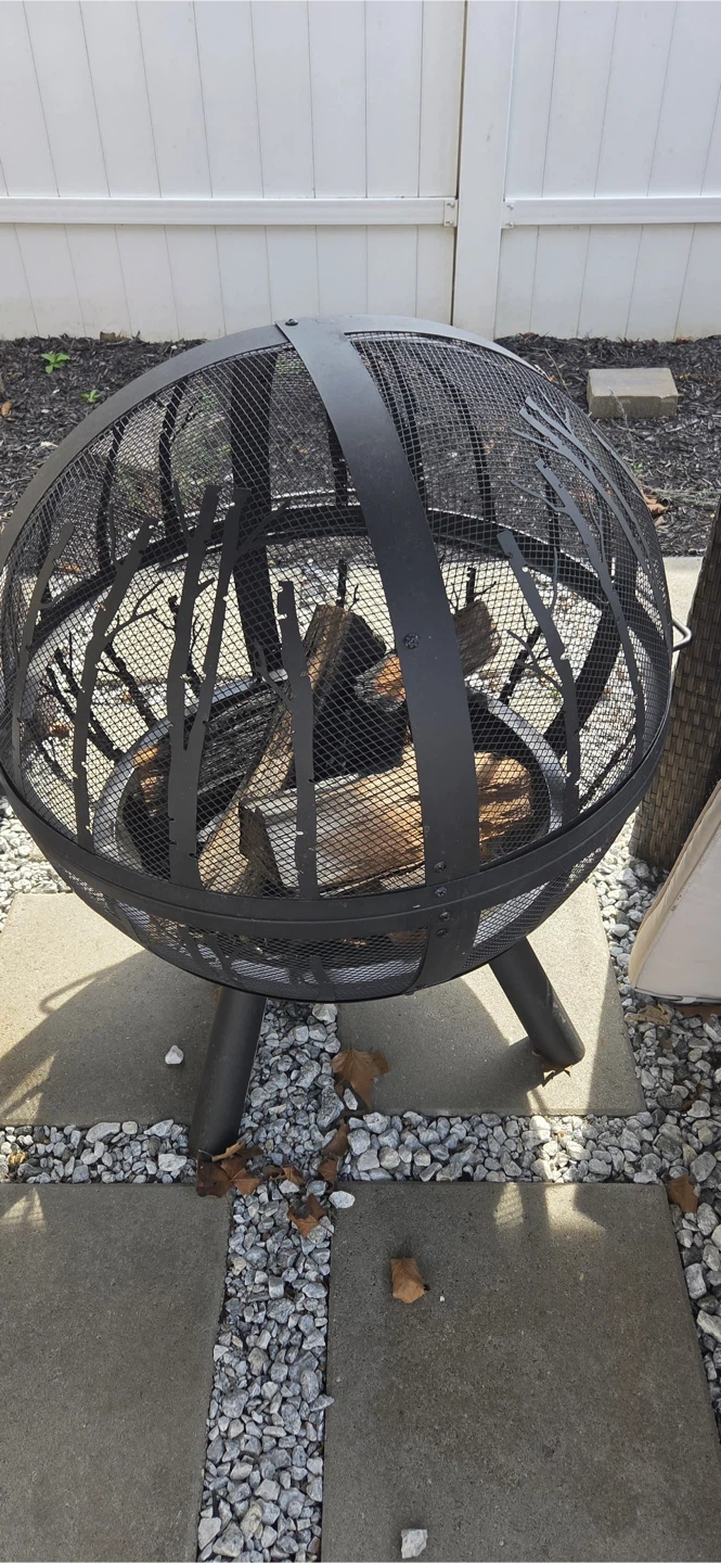 Black Metal Sphere Fire Pit