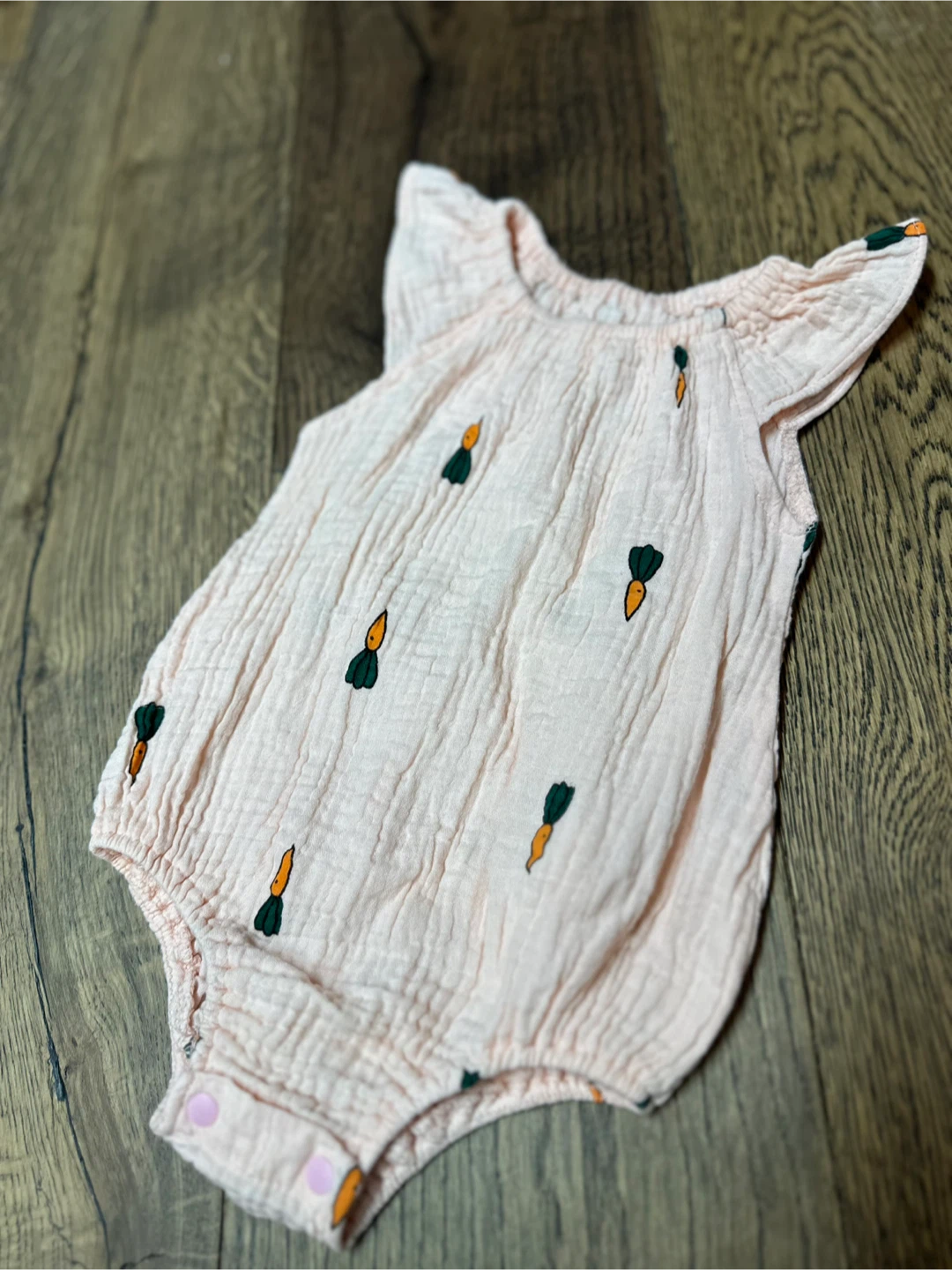 Easter Baby Girl Romper - Pink Carrot Print 6-12 months - photo 3