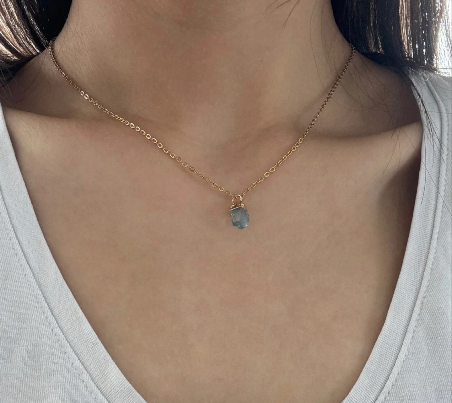 Necklace with Raw Aquamarine Pendant - photo 2