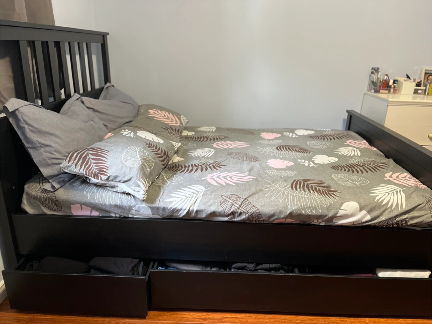 Moving sale!! Black Bed Frame with 2 drawers and Free mattress
