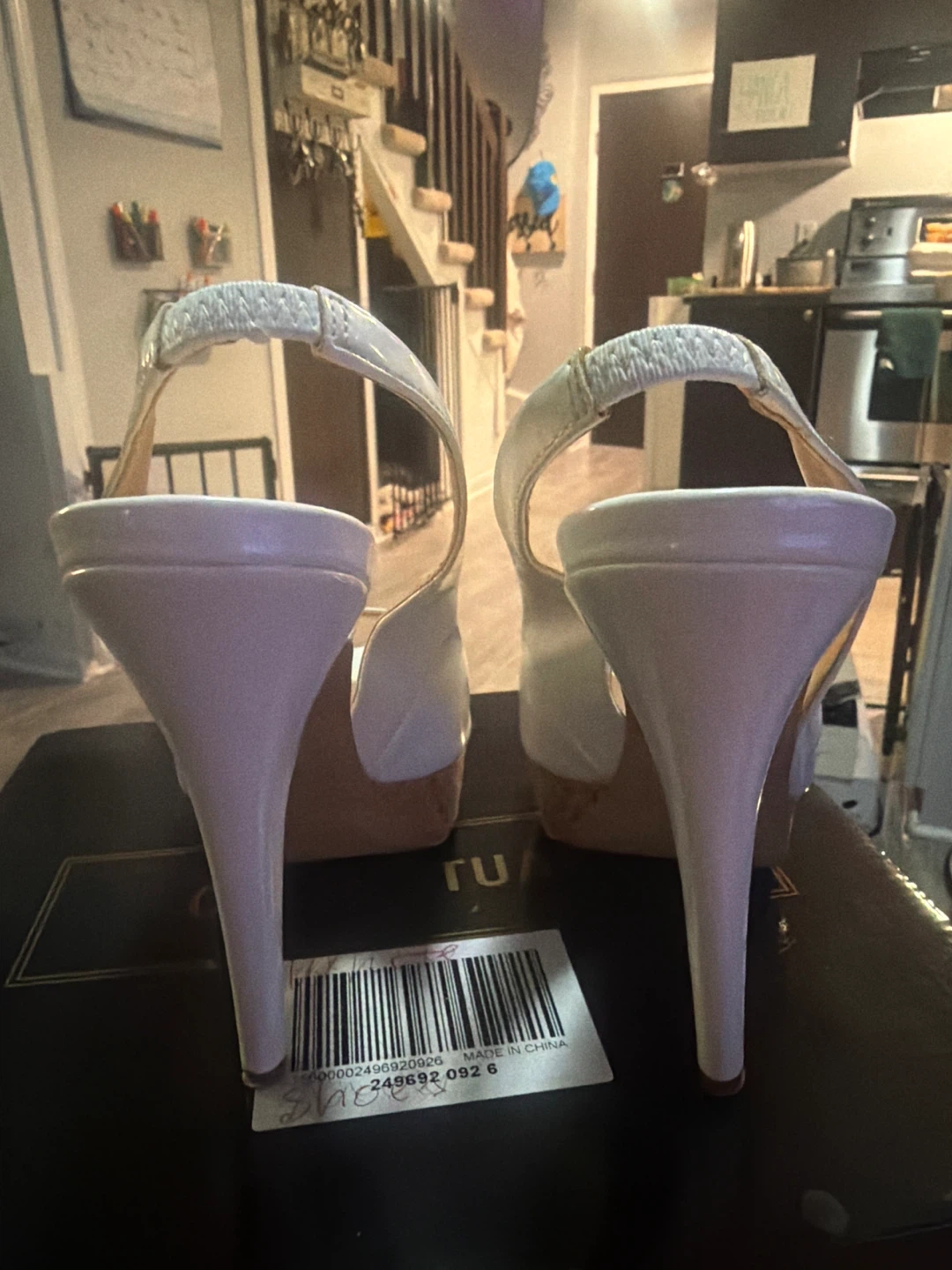 White Stuart Weitzman Peep-Toe Slingback Heels - photo 2