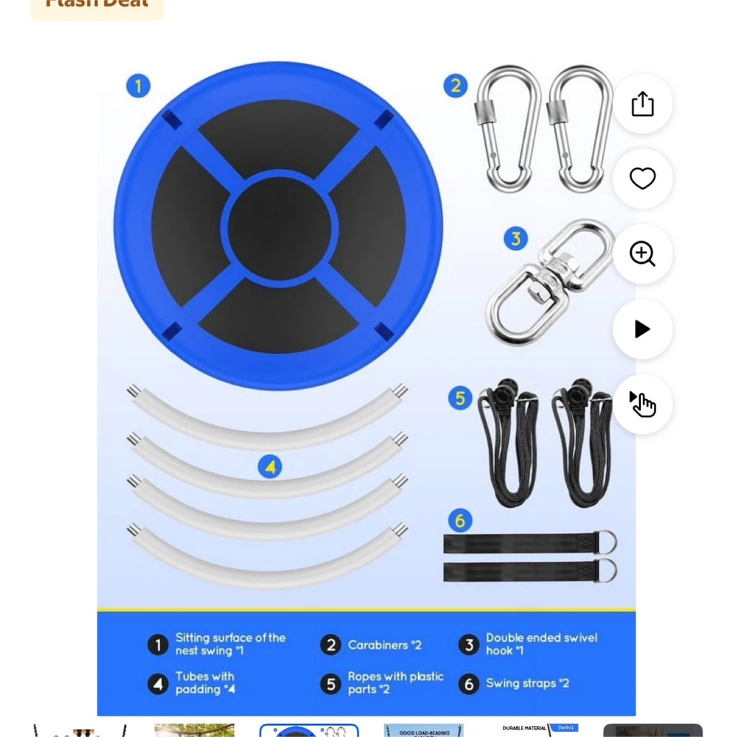 43" Blue Disc Swing Set with Carabiners and Straps - photo 4