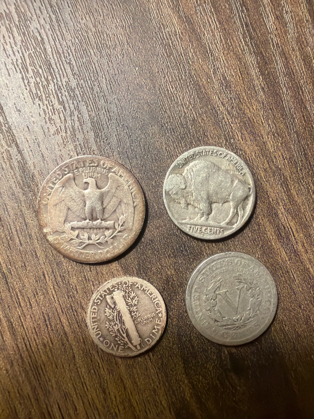 Lot of 4 US Coins: Quarter, Dime, Nickel, and Penny - photo 2