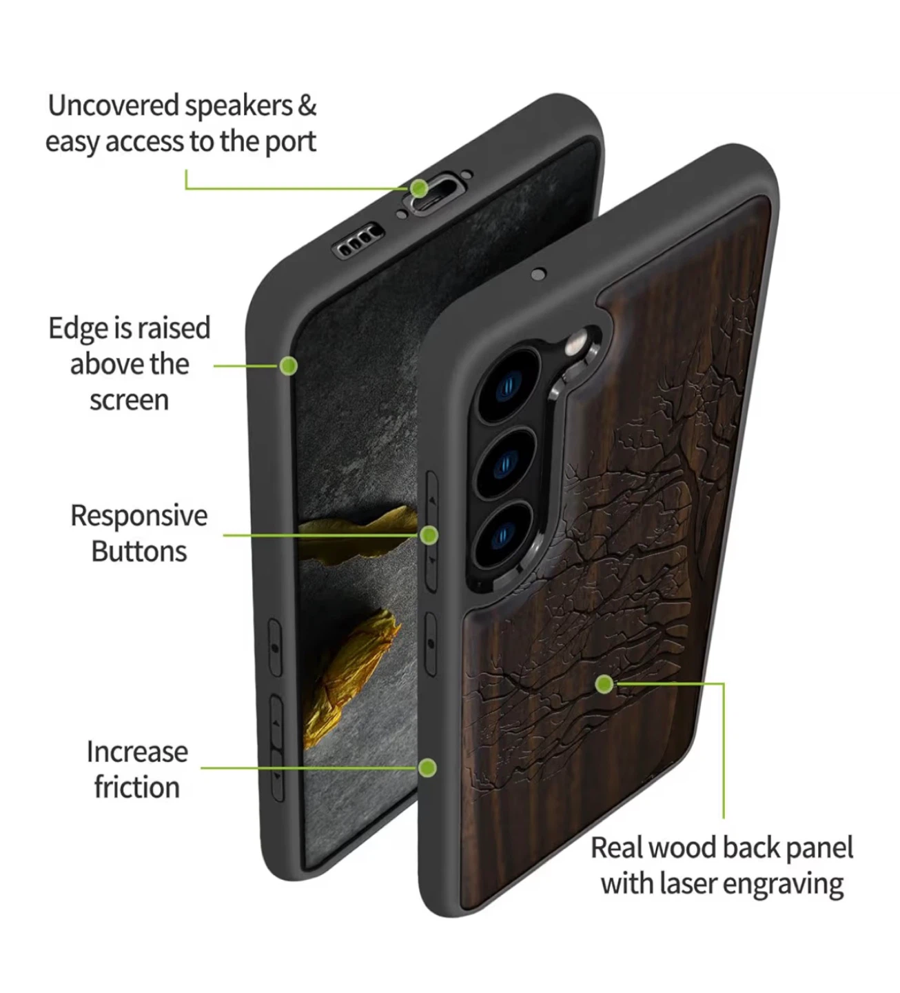 Calveit Wood Engraved Phone Case for Samsung S22 Ultra - photo 5