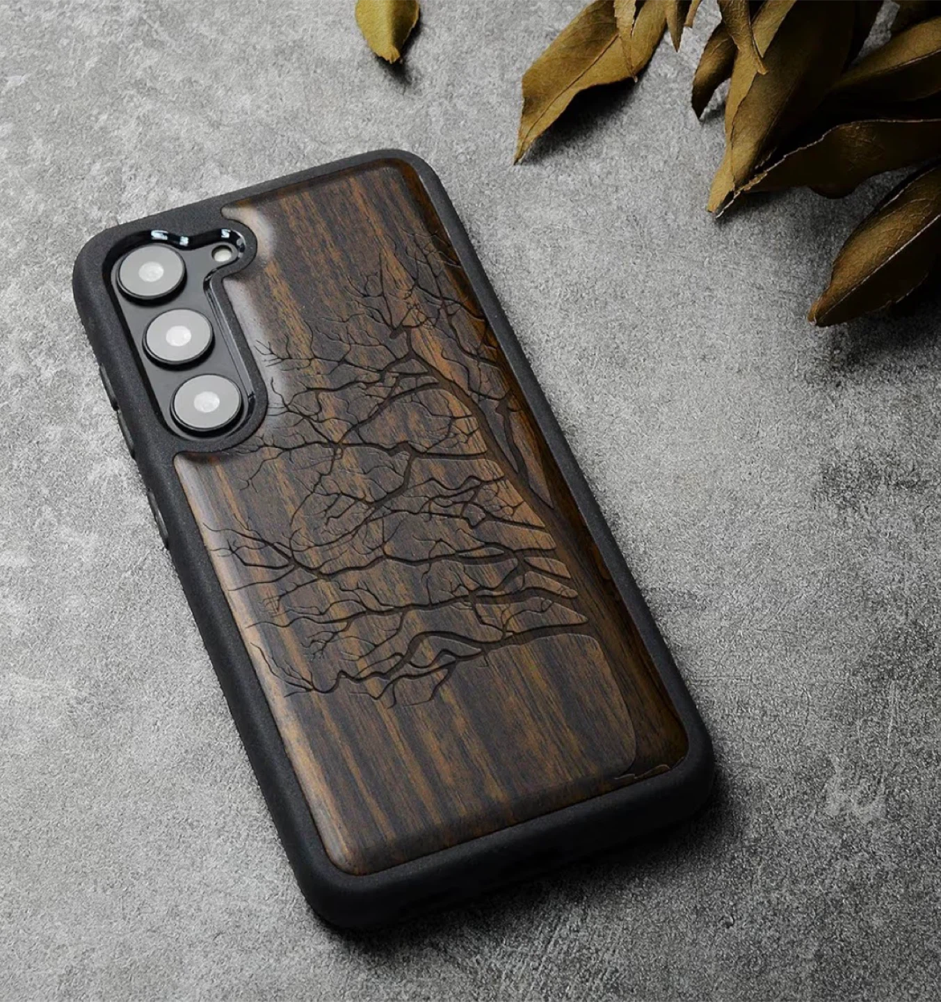 Calveit Wood Engraved Phone Case for Samsung S22 Ultra - photo 2