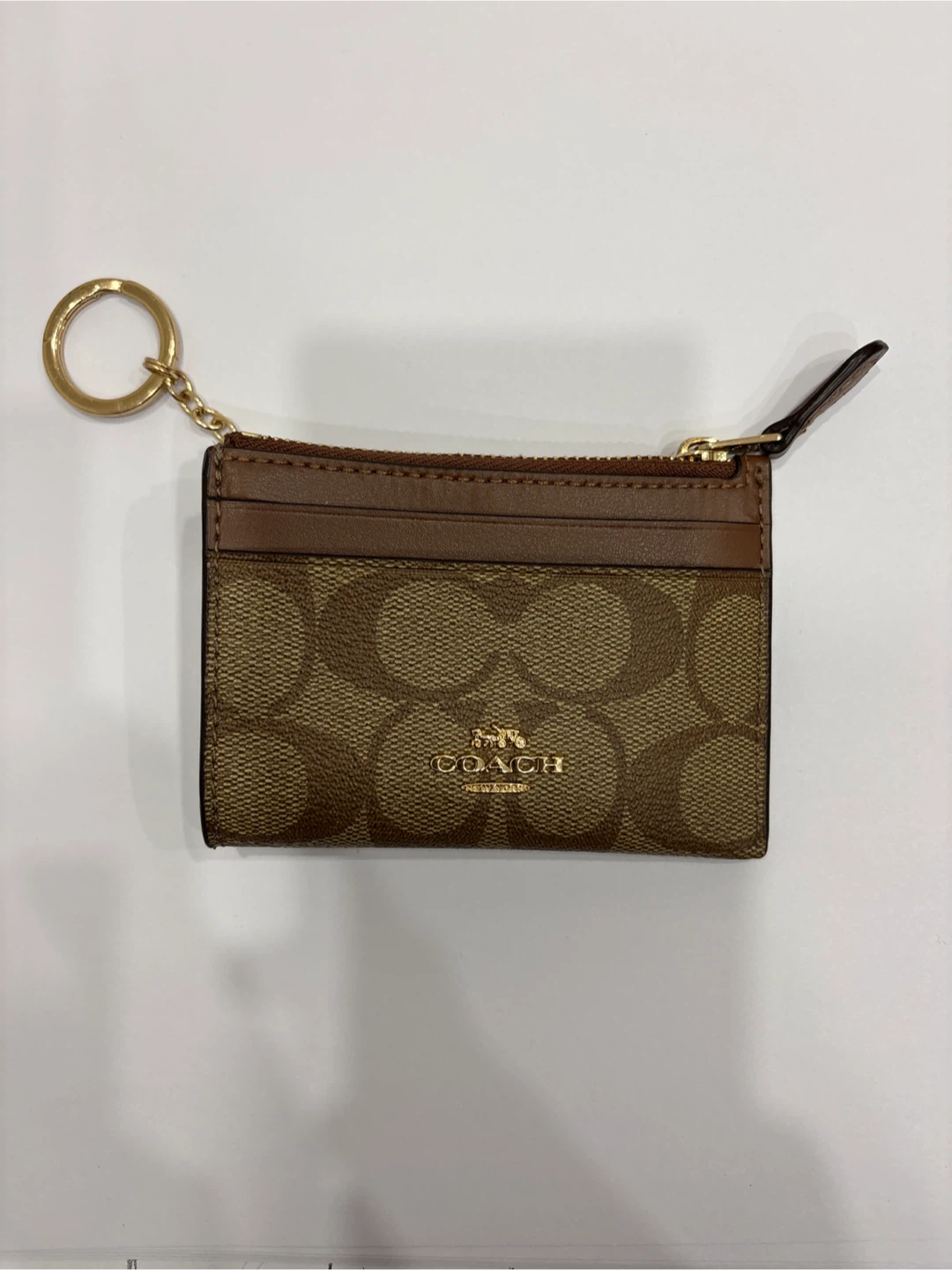 Coach Signature Card Holder with Keychain
